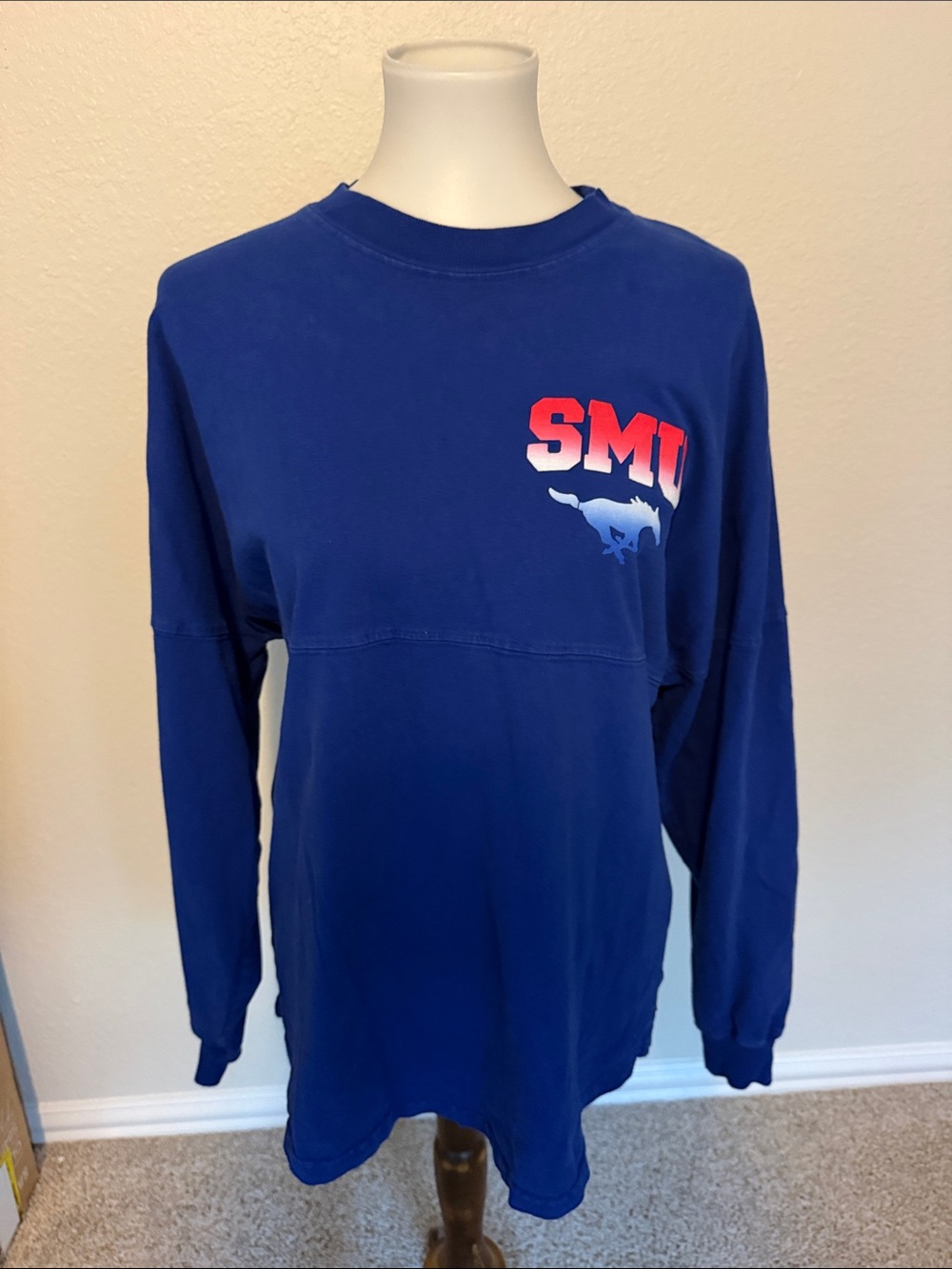 Spirit Royal Blue SMU Long-Sleeve Crewneck Tee